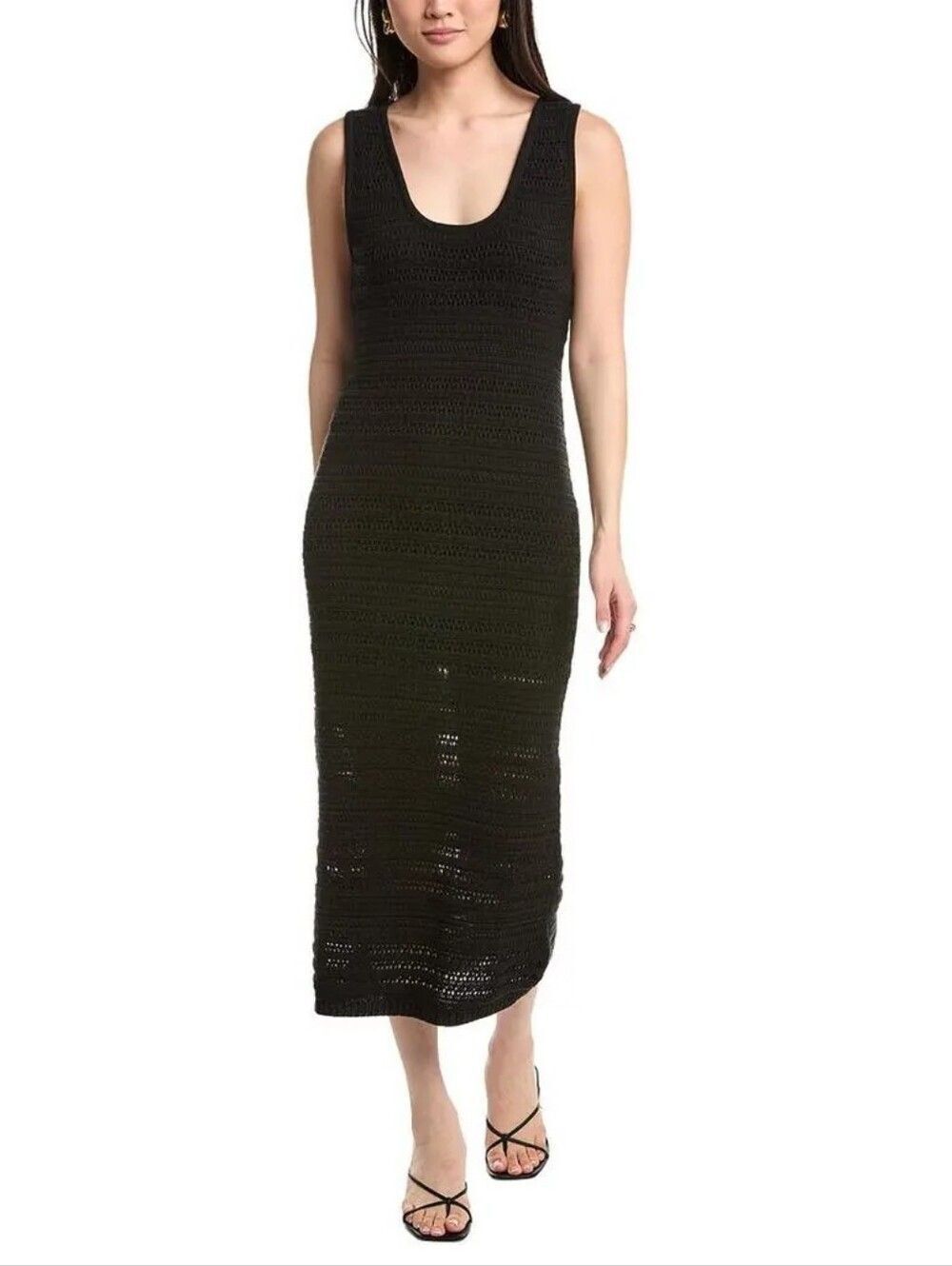 ​NATION LTD Black Pima Cotton Carrer Sweater Midi Dress Size S NWT